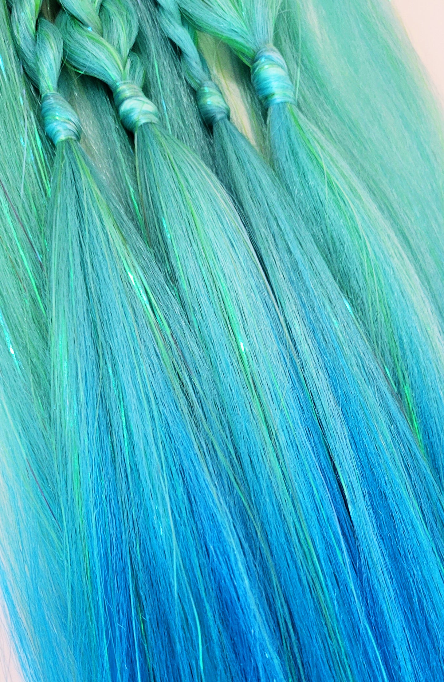 Lilac, Mint Green & Blue Mystic Mermaid Tie-In Festival Braids with Iridescent Tinsel Sparkle