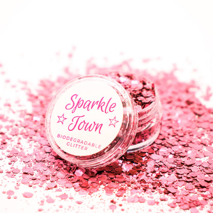 Rose Pink Mix Biodegradable Glitter - 5ml Tub