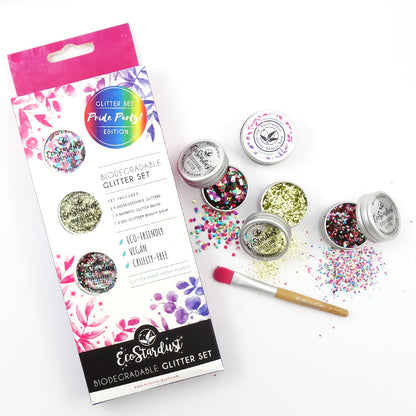 EcoStardust Pride Party Biodegradable Trio Glitter, Balm and Brush Set - EcoStardust