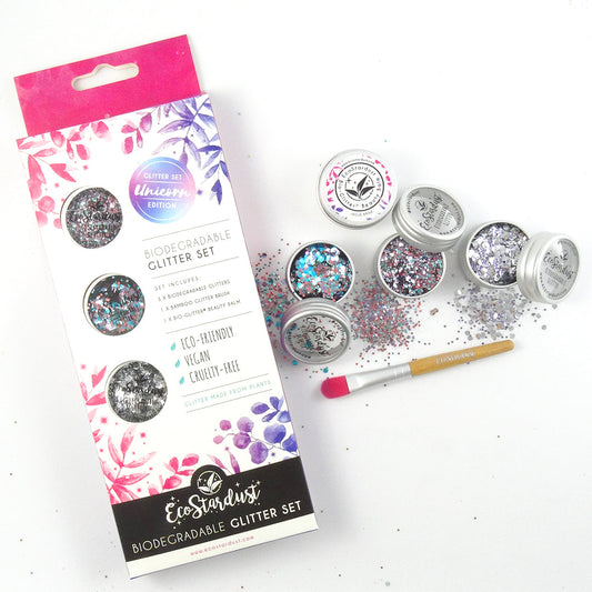 EcoStardust Unicorn Biodegradable Trio Glitter, Balm and Brush Set - EcoStardust